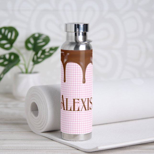 Schokoladentrocknung auf Gingham Trinkflasche (Yoga)