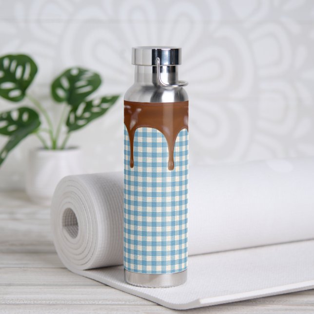 Schokoladentrocknung auf Gingham Trinkflasche (Yoga)