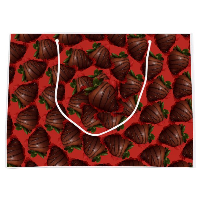 Schokoladenüberzogene Erdbeeren Große Geschenktüte (Vorderseite)