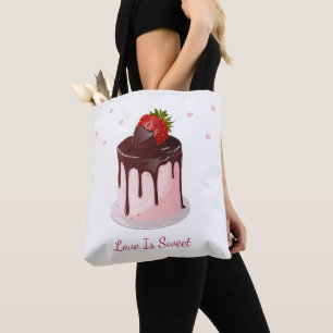Schokoladenüberzogene Erdbeertorte - Liebe ist süß Tasche