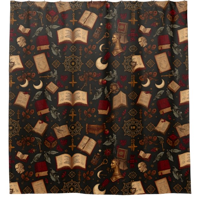 Scholarly Dark Academia Duschvorhang (Vorderseite)