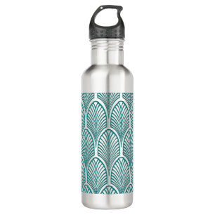 Schön,Art Deko, Jugendstil,Vorlage,aquamarin,weiß, Edelstahlflasche