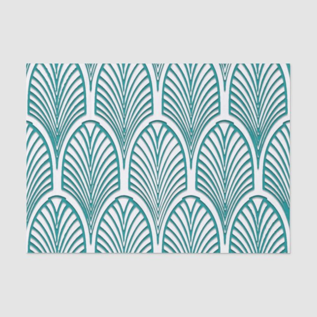 Schön,Art Deko, Jugendstil,Vorlage,aquamarin,weiß, Seidenpapier (Vorderseite)