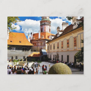 Schön bemalter Turm in der Stadt Cesky Krumlov Postkarte