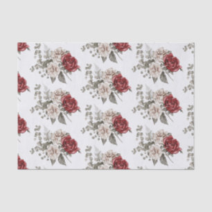 Schön cremefarben und Rote Rosen Gemustert Seidenpapier