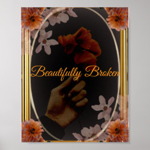 Schön Gebrochene Gotische Blumen Poster