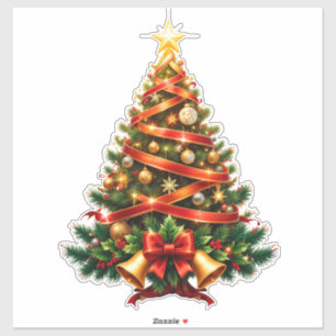 Schön geschmückter Weihnachtsbaum Aufkleber