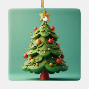 Schön geschmückter Weihnachtsbaum Keramikornament