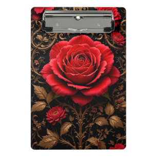 Schön gestaltete rote Rose Mini Klemmbrett