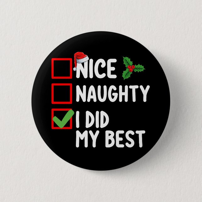 Schön, ich habe meine beste Weihnachtszettel-Famil Button (Vorderseite)