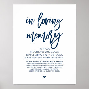 Schön in liebevoller Erinnerung, Marineblau Gedenk Poster
