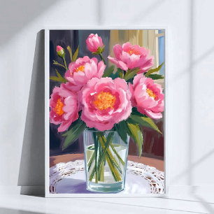 Schön in Rosa Blumenstrauß   Pfingstrose Floral Poster