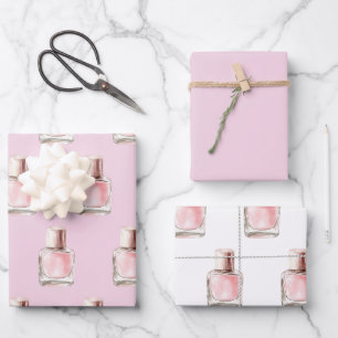 Schön in Rosa Nagellack Geburtstag Geschenkpapier Set