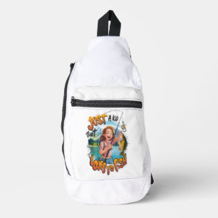 Schön: Junge Mädchen mit Fisch und Fischen Crossbody Bag