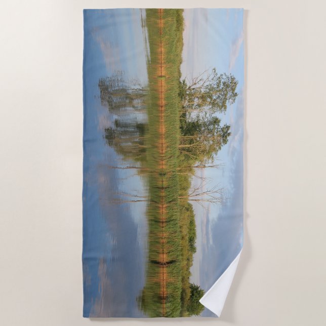 schön, Landschaft, Reflexion, Wasser, Fluss, Strandtuch (Vorderseite)