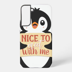 Schön, mich zu treffen: anpassbares Pinguin-Schild Samsung Galaxy Hülle