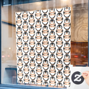 Schön, mich zu treffen - Pinguin-Signatur Fensteraufkleber
