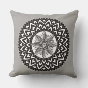 Schön, Minimalistisch, Mandela Design Grau Kissen