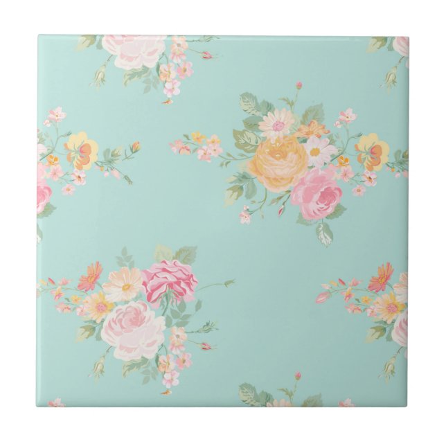 schön, Minze, Shabby Chic, Country chic, blumenrei Fliese (Vorderseite)