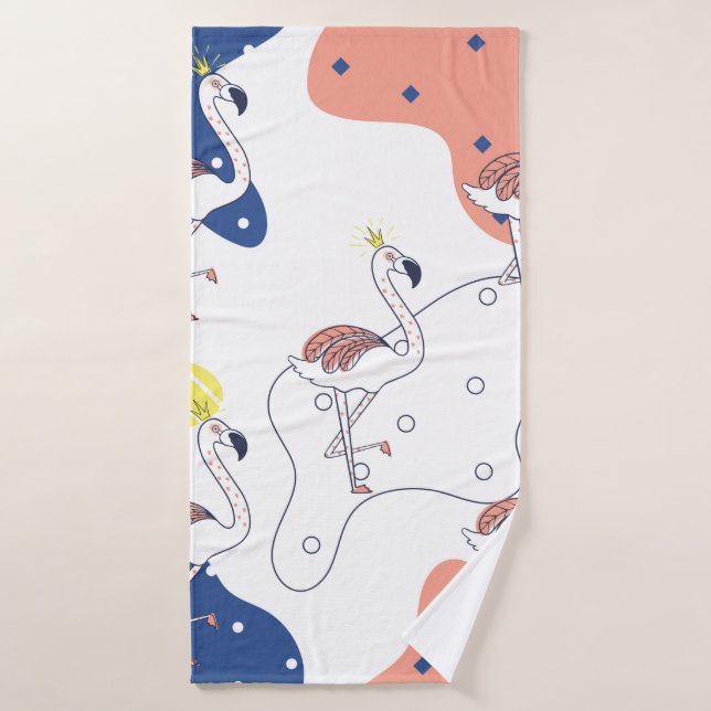 Schön rosa Flamingo mit Kronen nahtlos Pattern Badehandtuch (Badehandtuch)