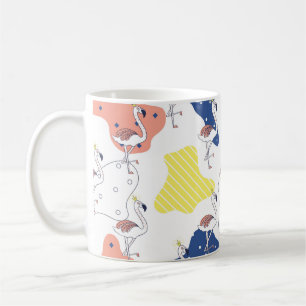 Schön rosa Flamingo mit Kronen nahtlos Pattern Kaffeetasse