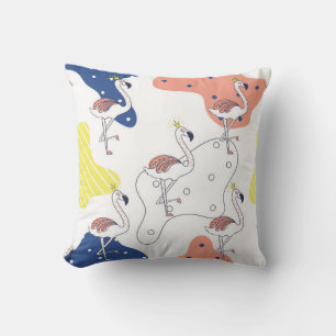 Schön rosa Flamingo mit Kronen nahtlos Pattern Kissen