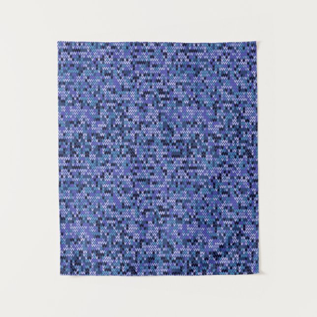 Schön , Strickmuster , gestrickt , blau und Wandteppich (Vorderseite)