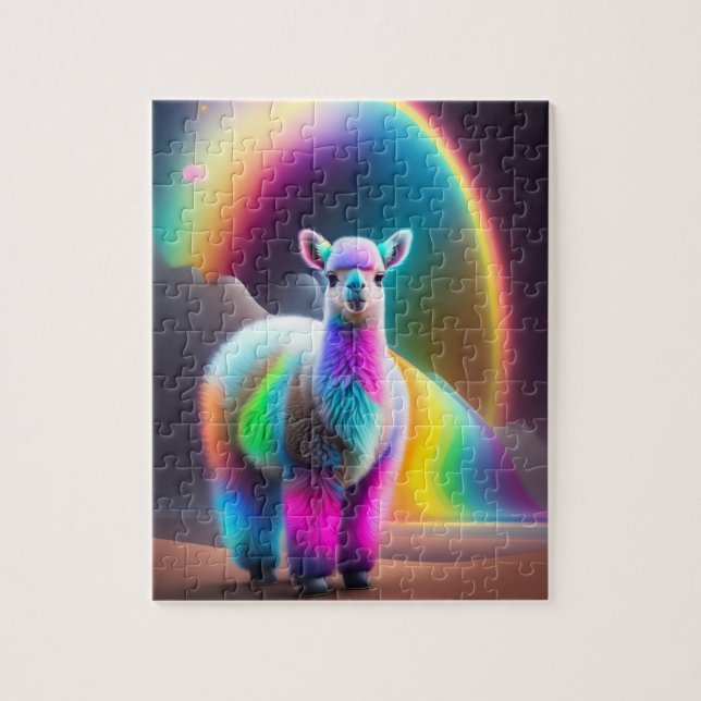 Schön süß und farbenfroh Niedlich Fluffy Llama (Vertikal)