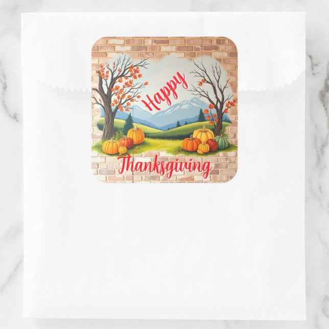 Schön Trendig Glückliches Erntedankfest Herbst Quadratischer Aufkleber (Tasche)