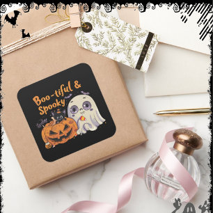 Schön und Gruselig ExDesigner Halloween Quadratischer Aufkleber