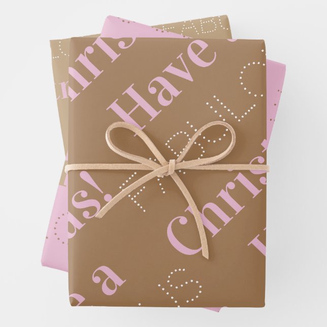 Schön Weihnachten | Braunrosa Beige Geschenkpapier Set (Beispiel)