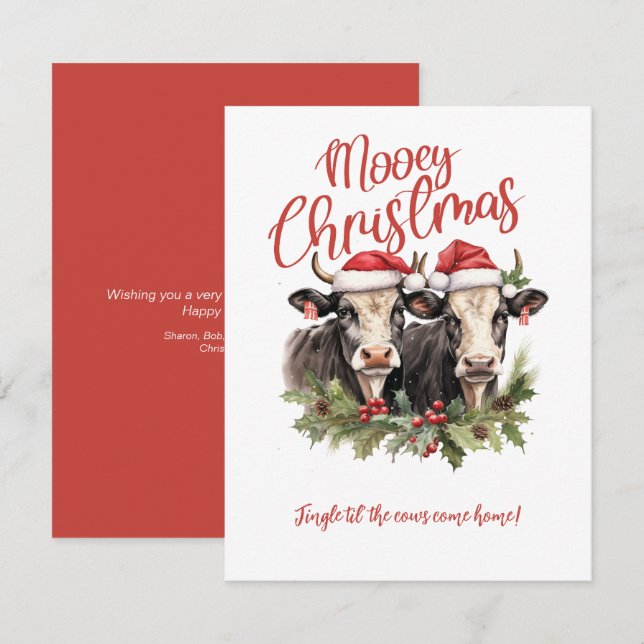 Schön Weihnachten der Kühe Weihnachten Einladung (Vorne/Hinten)