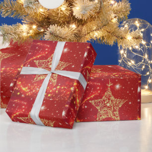 Schön, Weihnachten, Goldener Stern, Glitzern Geschenkpapier