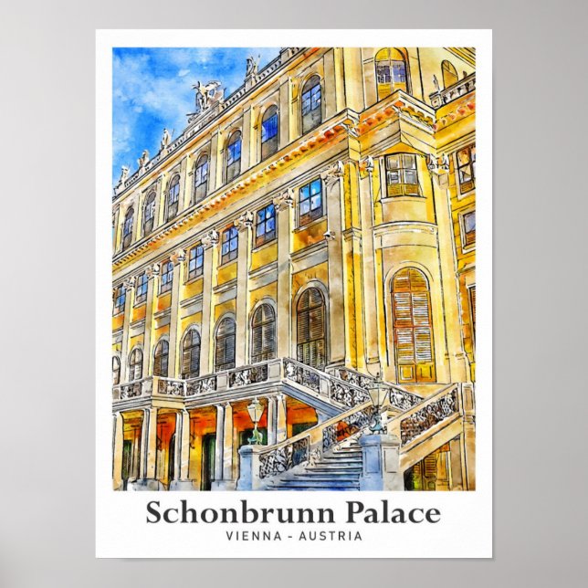 Schonbrunn Palace Vienna Austria Reisen Wasserfarb Poster (Vorne)