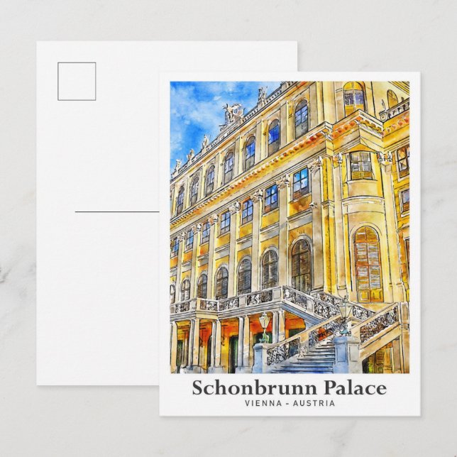 Schonbrunn Palace Vienna Austria Reisen Wasserfarb Postkarte (Vorne/Hinten)