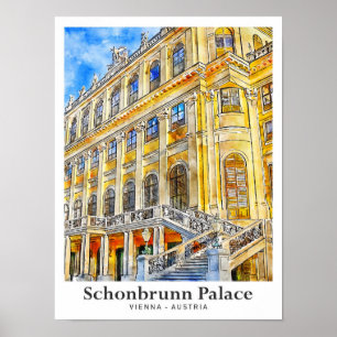 Schönbrunn Schloss Wien Österreich Reise Wasserfar Poster