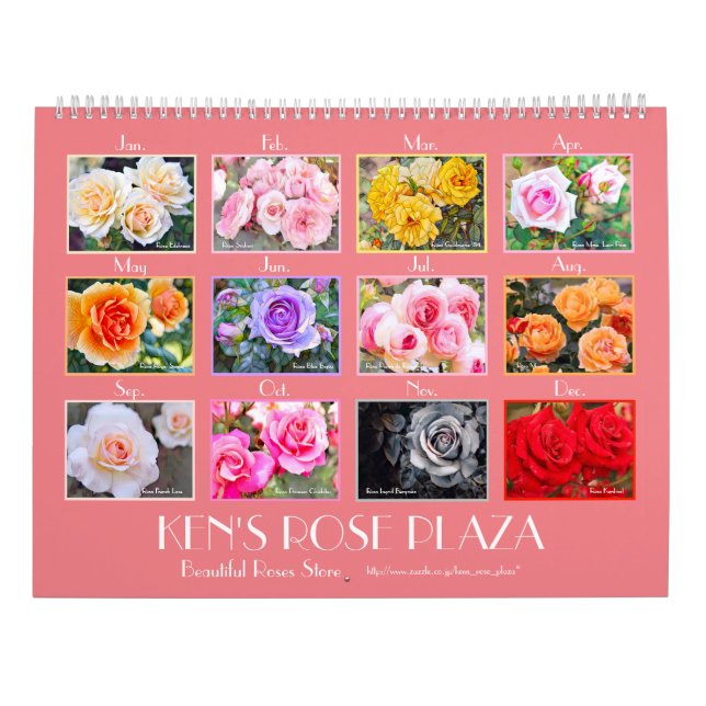 SchöneレダRoseArt und Weise Kalender (Rückseite)