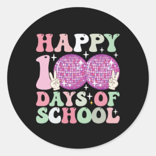 Schöne 100 Tage Diskothek Ball Groovy Retro Runder Aufkleber