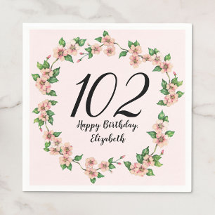 Schöne 102. Geburtstagsröte rosa floral Serviette