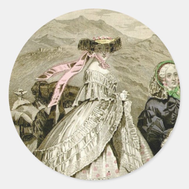 Schöne 1859 Mode Runder Aufkleber (Vorderseite)