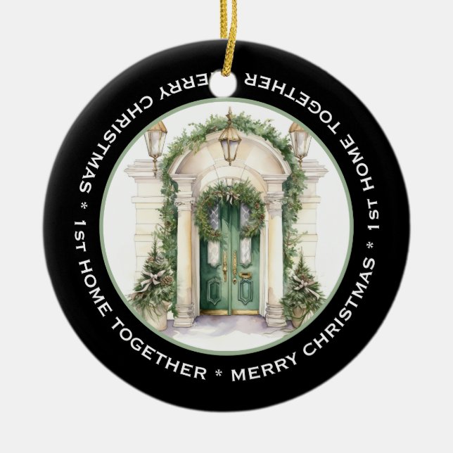 SCHÖNE 1. ZUHAUSE ZUSAMMEN, GRÜNE TÜR KERAMIK ORNAMENT (Vorne)