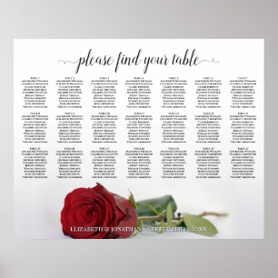 Schöne 21 Tisch-Rote Rose Hochzeitstabelle Poster