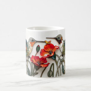 Schöne 3-D Hummingbirds/Poppies Kaffeetasse