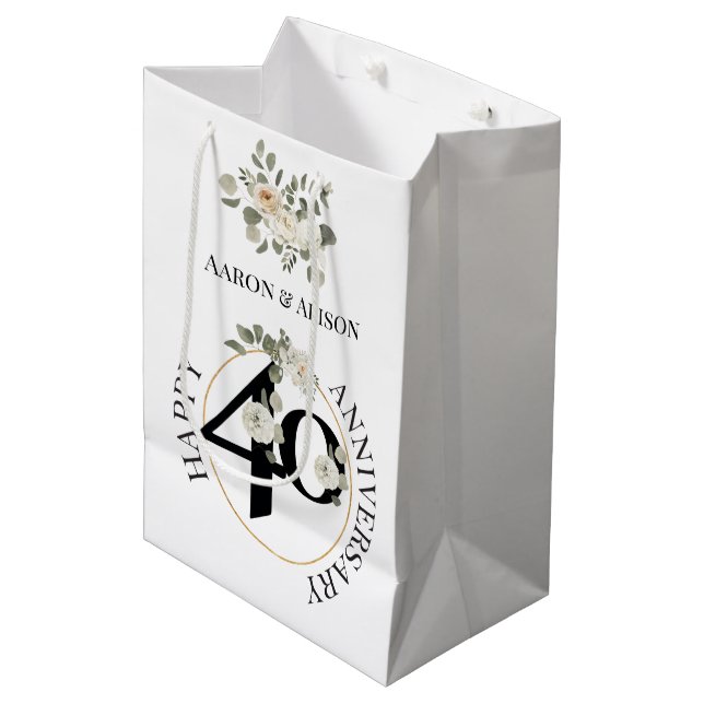 Schöne 40-jährige Jubiläumsnadel Mittlere Geschenk Geschenktüte (Vorderseite Schrägansicht)