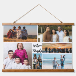 Schöne 6 Familienfotografie Collage Personalisiert Wandteppich Mit Holzrahmen