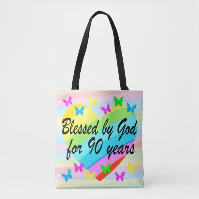 SCHÖNE 90. GEBURTSTAGSSCHMESSINGS TOTE BAG TASCHE (Vorderseite)