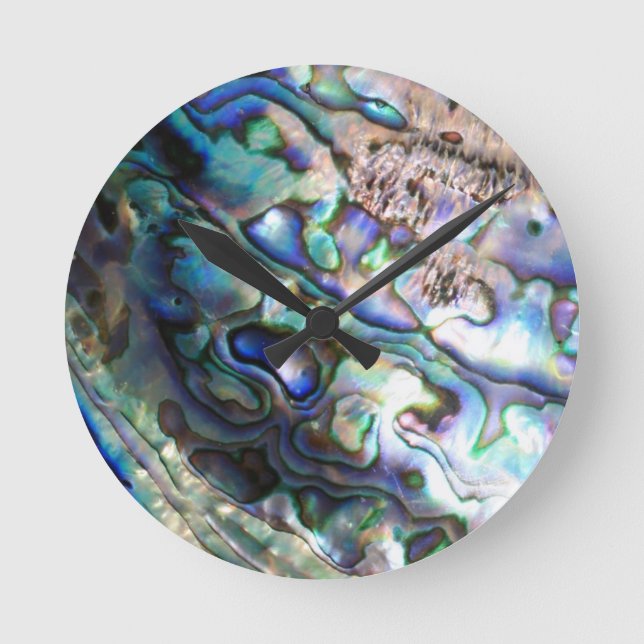 Schöne abalone Muschel Runde Wanduhr (Vorderseite)
