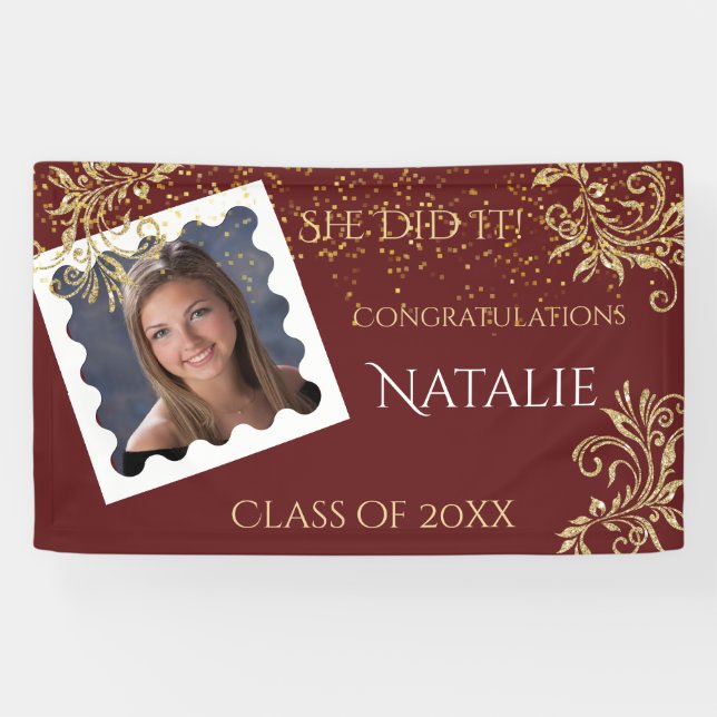 Schöne, Abschluss, Imitate Glitzer, Custom Foto, Banner (Horizontal)