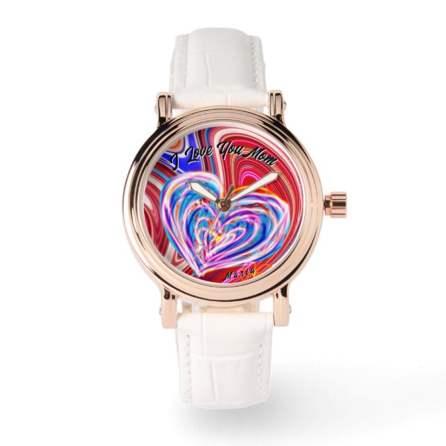Schöne Abstrakte Elegante Rose Armbanduhr (Vorderseite)