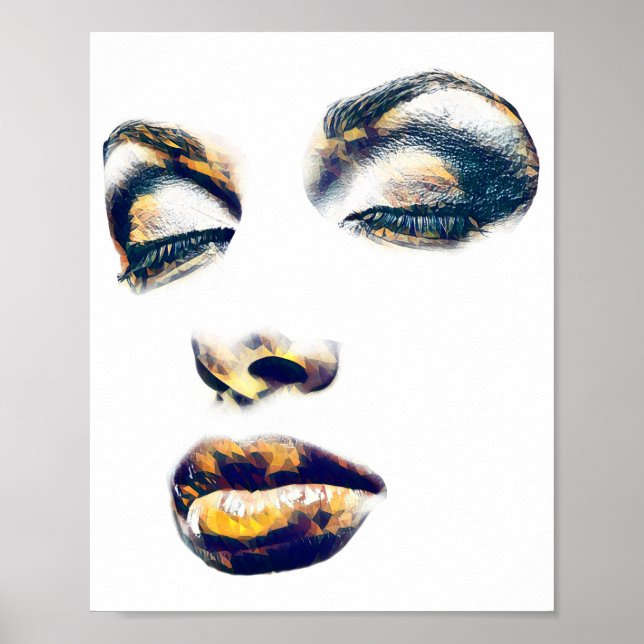 Schöne Abstrakte Frauen sehen sich einer goldenen  Poster (Vorne)